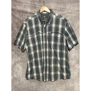 Carhartt Force Relaxed Fit Short-Sleeve Button-Up Gray Red size L